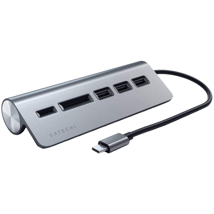 SATECHI Type-C Aluminum USB 3.0 Hub & Card Reader Space Gray