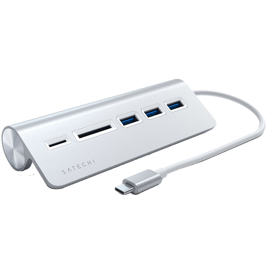 SATECHI Type-C Aluminum USB 3.0 Hub & Card Reader Silver