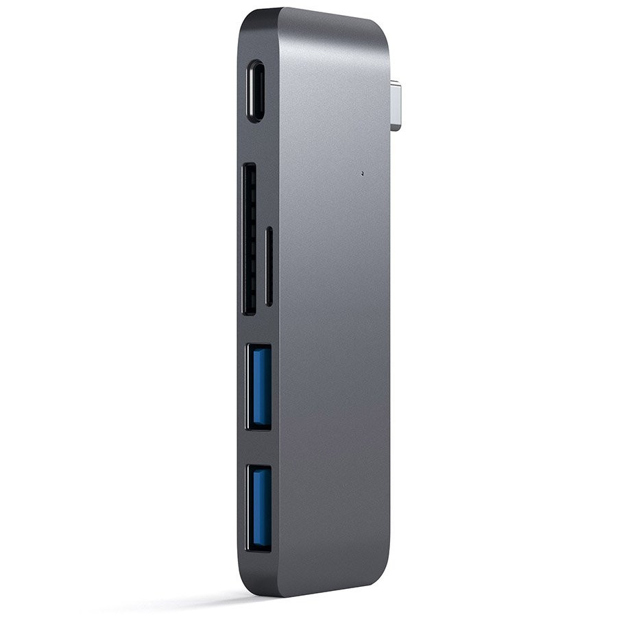 SATECHI Type-C Pass-Through USB Hub with USB-C Charging Port Space Gray