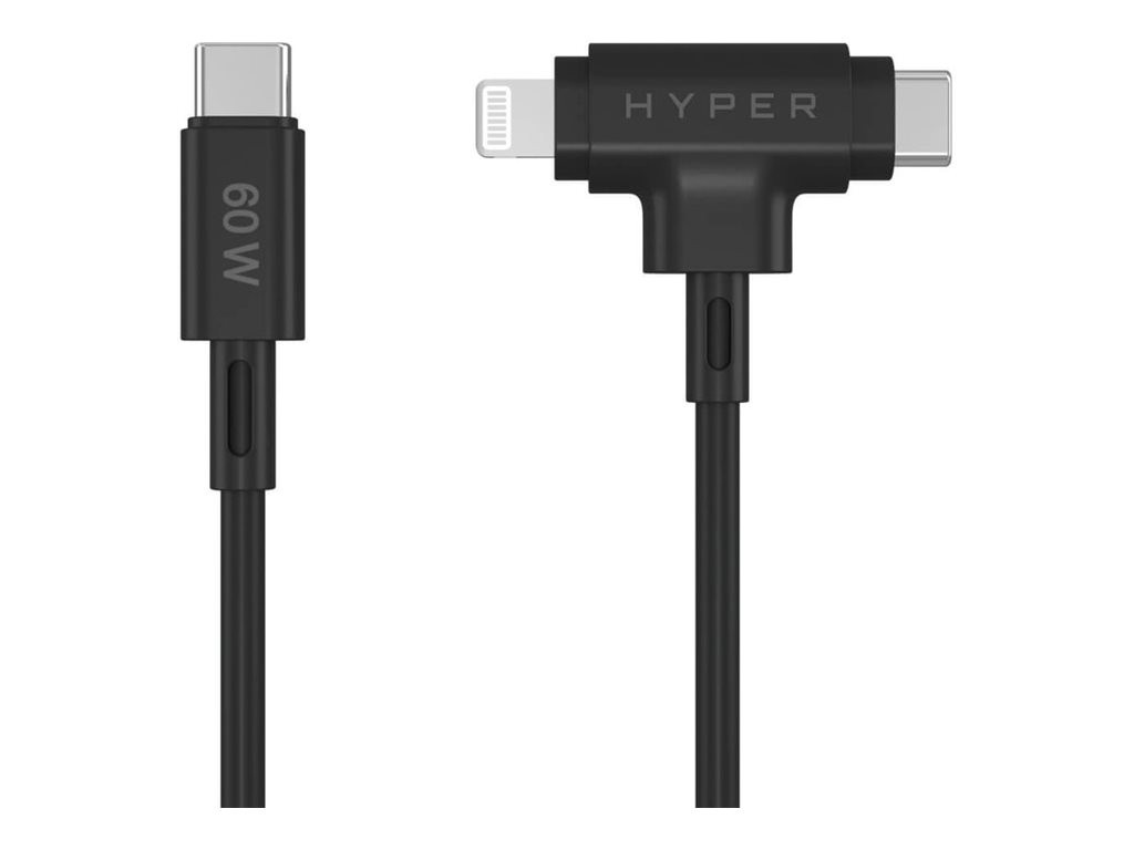 Hyper HyperJuice Silicone USB-C to USB-C and Lightning Hybrid 60W Cable