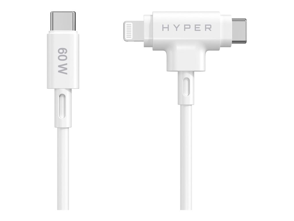 Hyper HyperJuice Silicone USB-C to USB-C and Lightning Hybrid 60W Cable