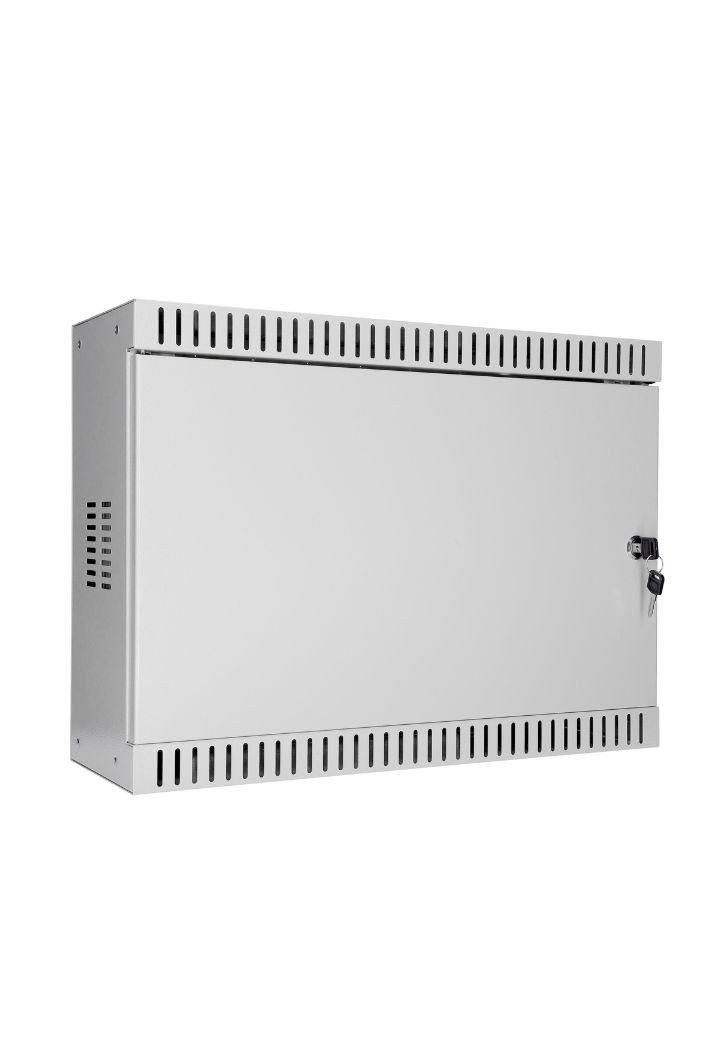 SOMI Networks | 3U, 19” Standard Vertical Installation Vertical Mount Cabinet | 3U-54/18SN | Gray | Cable Entrances; Steel Doors; Assembled | Depth: 18 cm