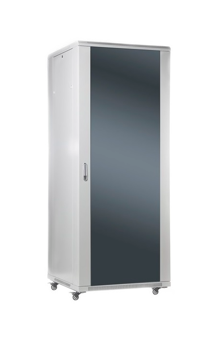 SOMI Networks | 32U, 19″ Freestanding Cabinet | 32U-60/80NAC | Gray | Max Load 800kg; Removable and Lockable Side Panels; Glass Doors; Unassembled | Depth: 80 cm