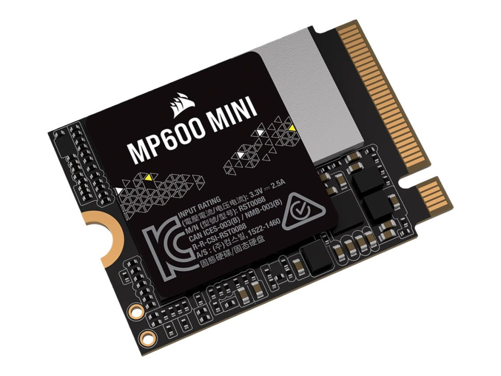 Corsair MP600 MINI | 1000 GB | SSD form factor M.2 2230 | Solid-state drive interface PCIe Gen4x4 | Read speed 7000 MB/s | Write speed 6200 MB/s