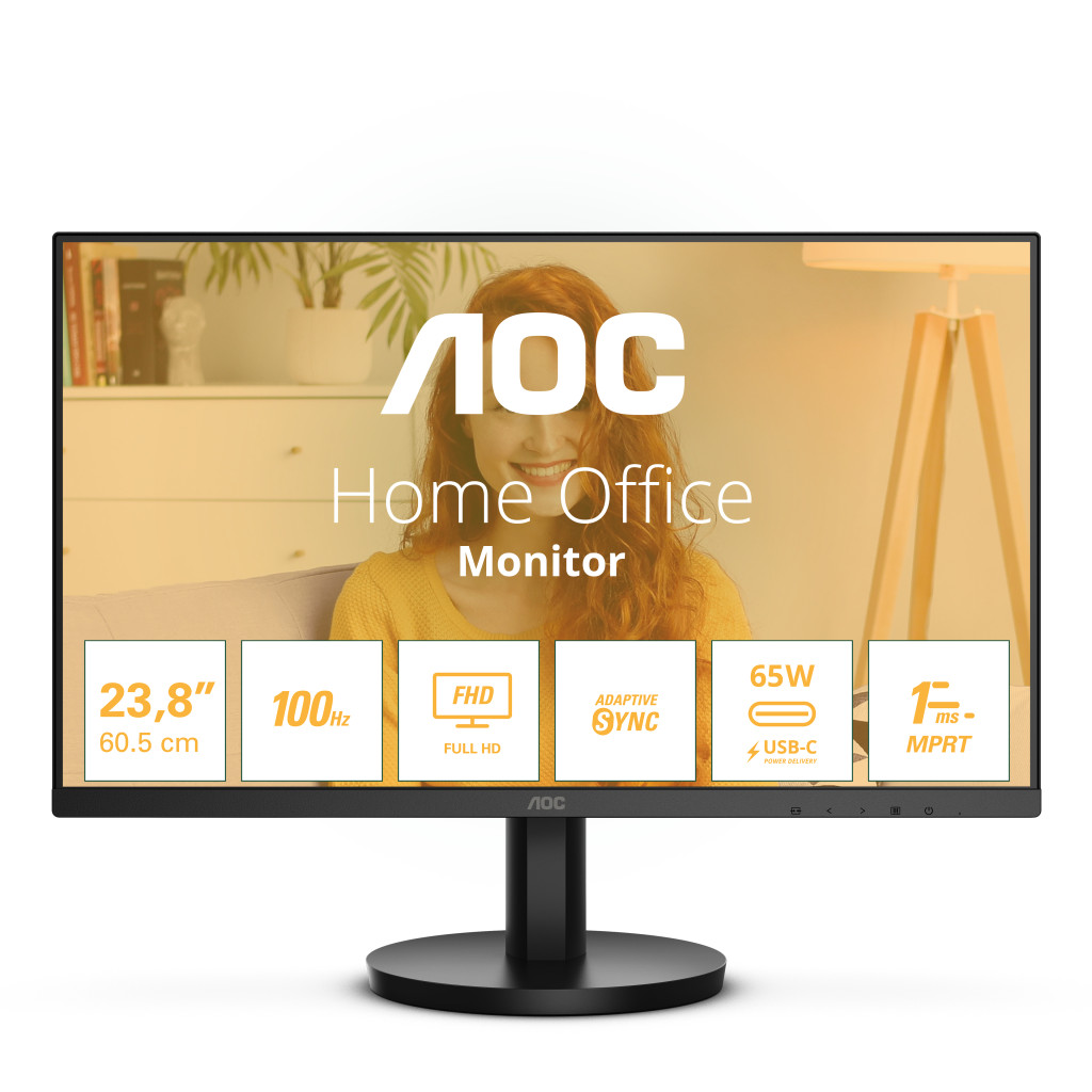 AOC 24B3CA2 PC lamekuvar 60,5 cm (23.8") 1920 x 1080 pikslit Full HD LED Must