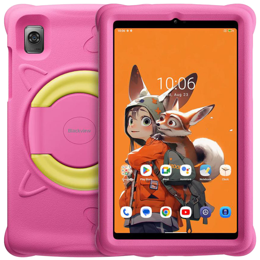 Blackview Tab 60 Kids, 8.68inch WXGA+ 800*1340, T606 Octa-core 1.6GHz, Front 5MP; Rear 8MP camera, memory 4GB/128GB, 6050mAh battery, Android 13, Support Dual SIM card, 802.11 a/b/g/n/ac(2.4/5GHz),Pink