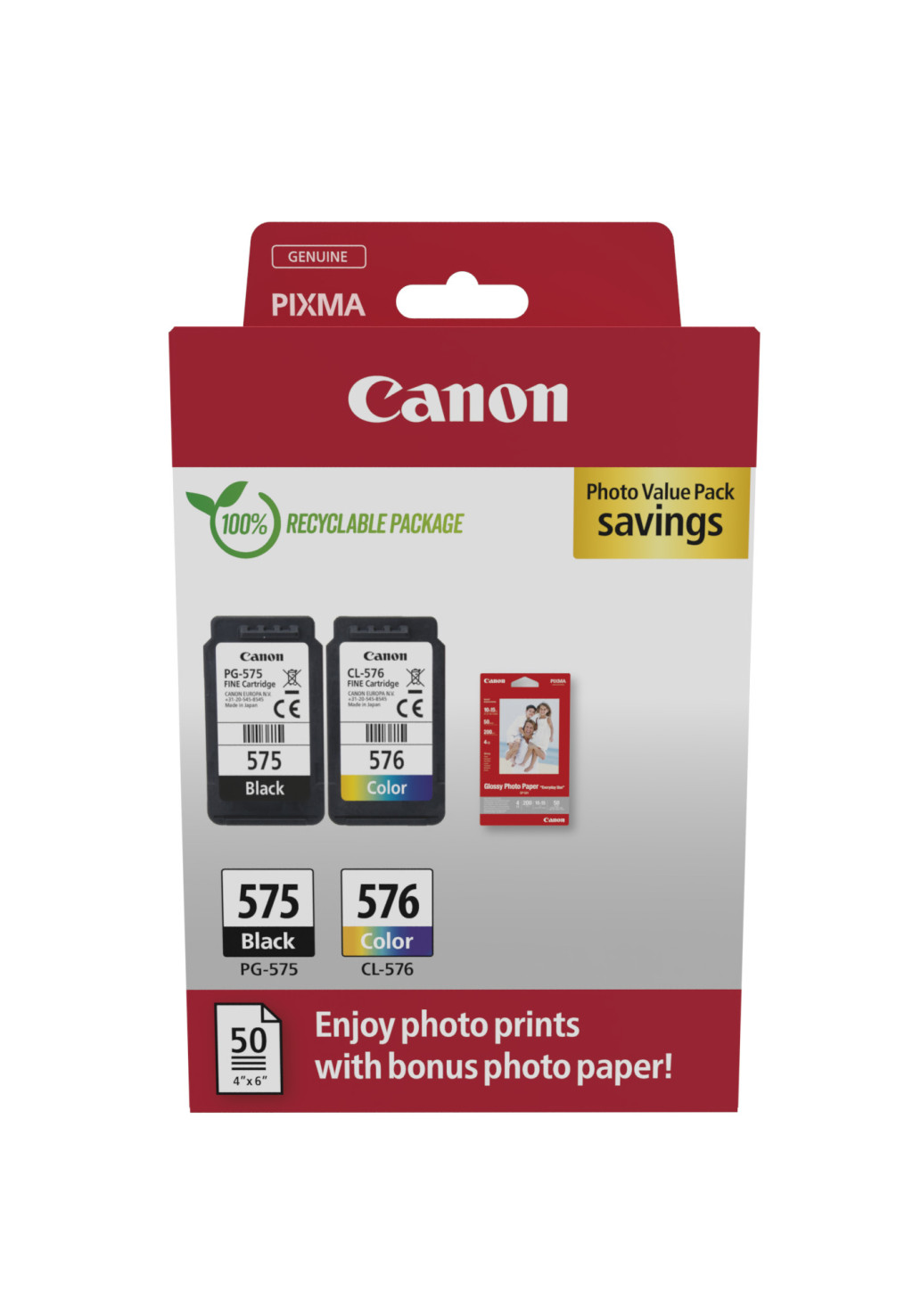 Canon PG-575/CL-576 Ink Cartridge + Photo Paper Value Pack | Canon