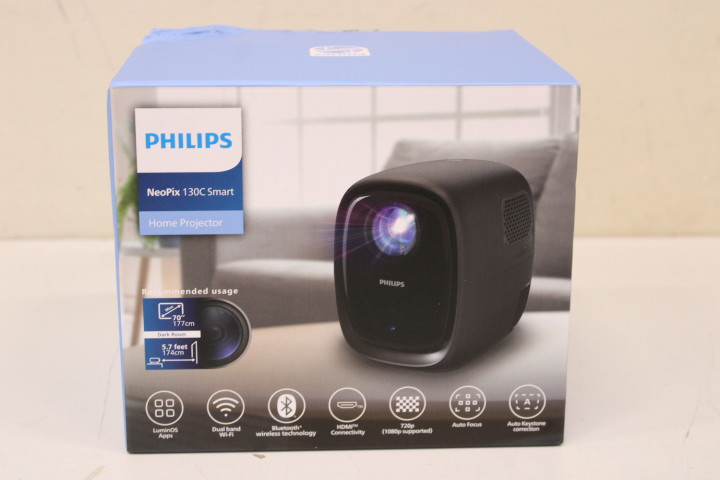 SALE OUT. Philips NeoPix 130 Smart Projector, 1280x720, 720p, 120lm, 16:9, 500:1, Charcoal | Philips | NeoPix 130 | HD ready (1280x720) | 120 ANSI lumens | Black | DAMAGED PACKAGING, SMALL SCRATCHED ON TOP | Wi-Fi