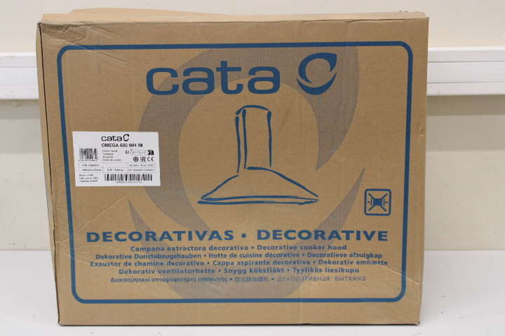 SALE OUT. CATA Hood OMEGA 600 WH /M Chimney, Energy efficiency class C, Width 60 cm, 645 m³/h, Mechanical control, LED, White | CATA | Hood | OMEGA 600 WH/M | Chimney | Energy efficiency class C | Width 60 cm | 645 m³/h | Mechanical control | LED | White | DAMAGED PACKAGING