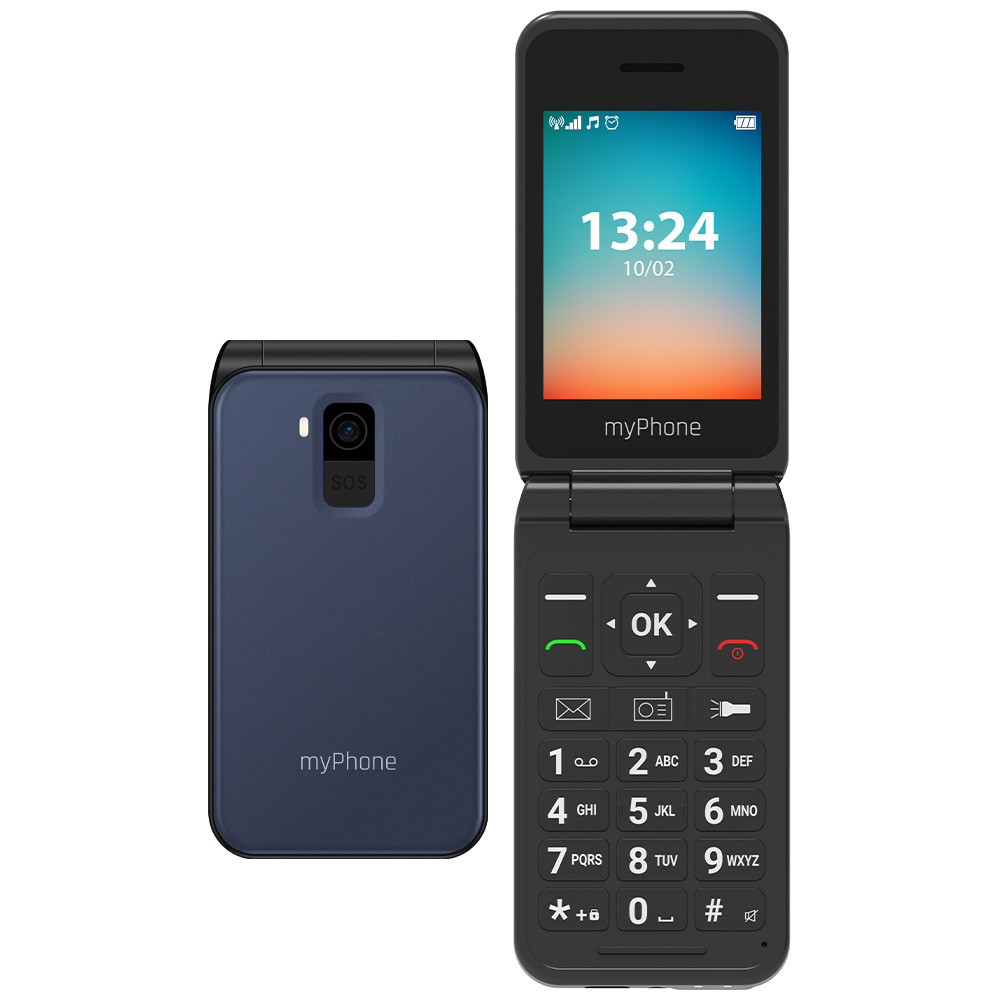 myPhone Flip | LTE | Black | 2.8 " | TFT | 48 MB | 128 MB | 3G | Bluetooth | 2.1 | USB version Type-C | Built-in camera | Main camera resolution 1.3 MP | 1000 mAh