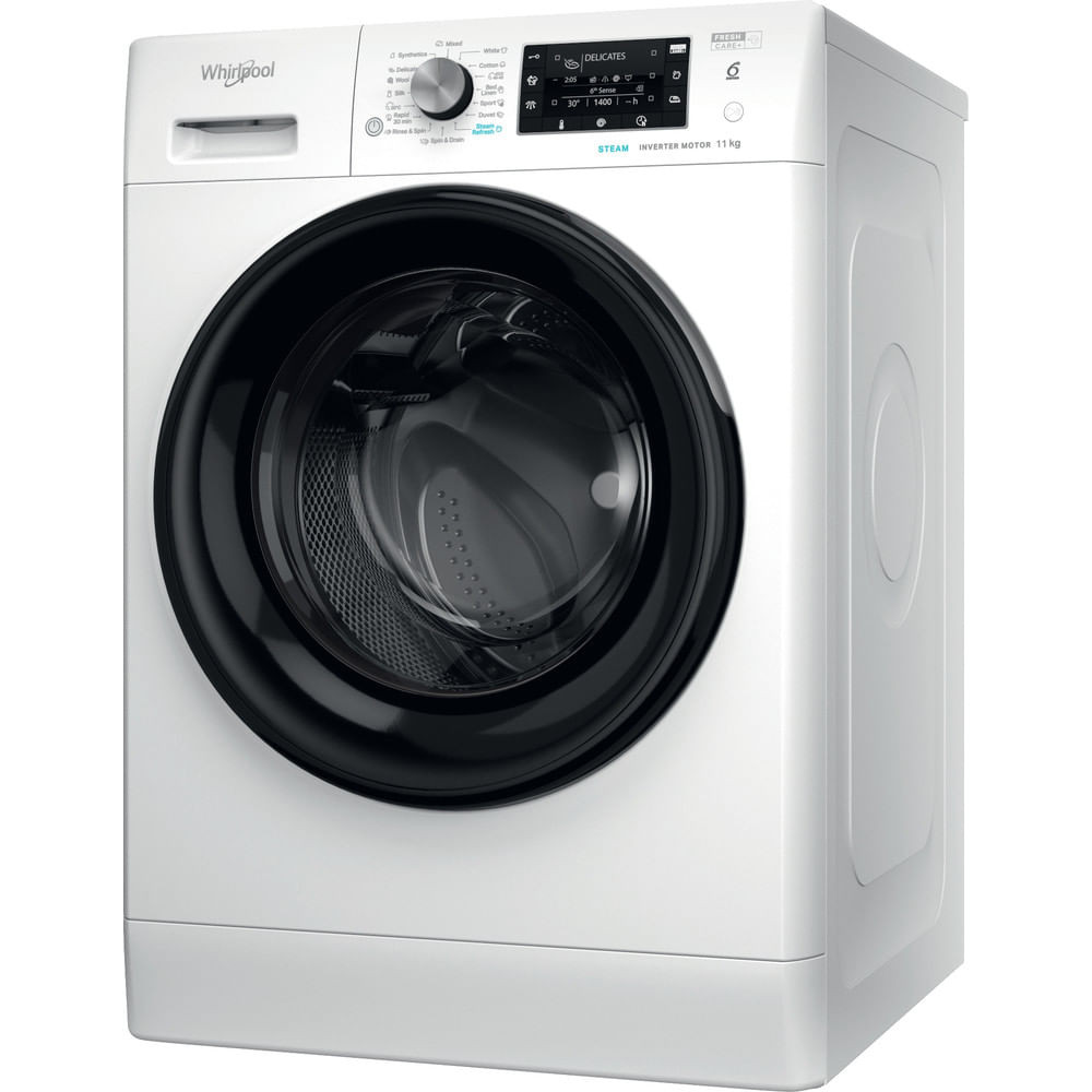 Whirlpool Washing machine | FFD 11469 BV EE | Energy efficiency class A | Front loading | Washing capacity 11 kg | 1400 RPM | Depth 60.5 cm | Width 59.5 cm | Display | LCD | Steam function | White