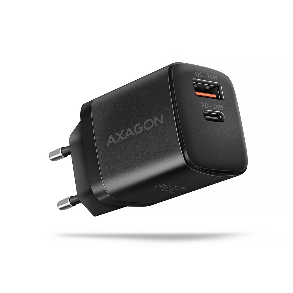 Axagon ACU-PQ20 wall charger QC3.0/AFC/FCP+ PD type-C 20 W - schwarz - USB Typ C Mobiiltelefon, Nutitelefon, Nutikell, Tahvel, Universaalne Must Vahelduvvool Kiirlaadimine Hoonesisene