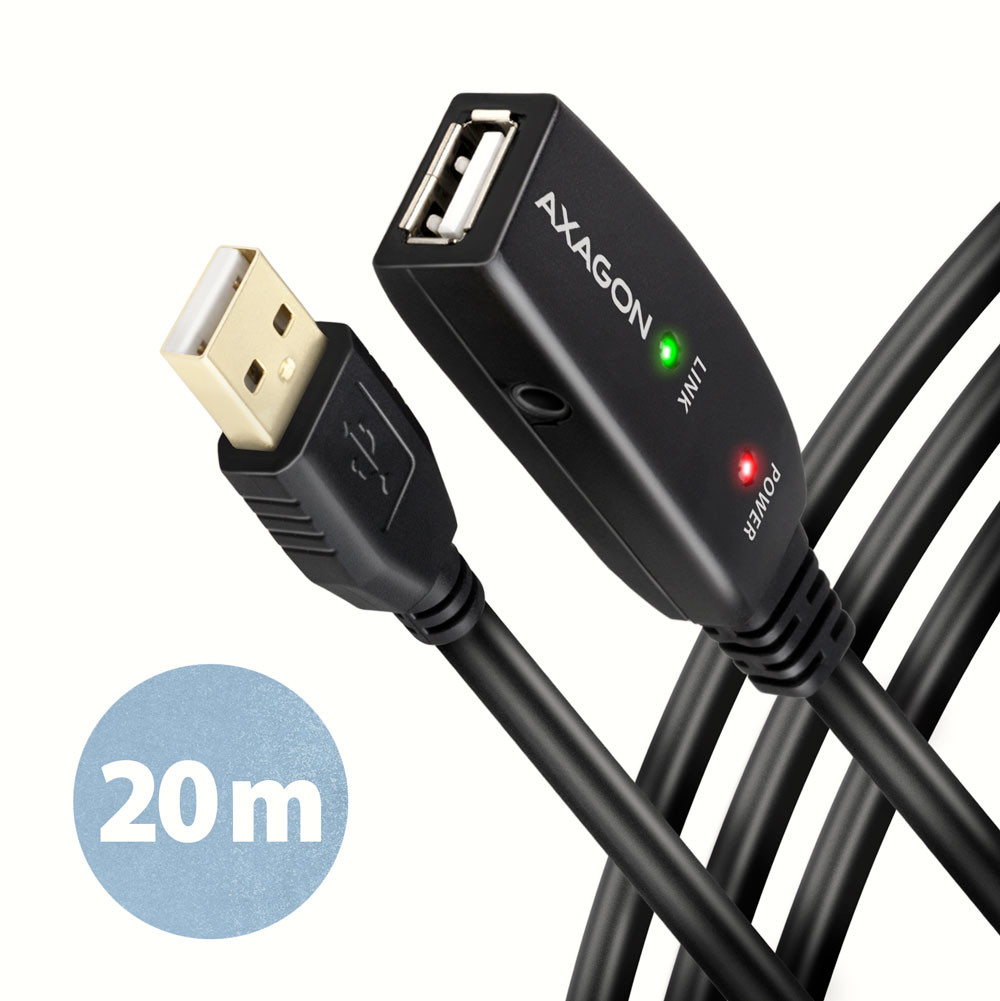 Axagon ADR-220 USB 2.0 A-M -> A-F active extension/repeater cable 20m - Kabel - Digital/Daten USB-kaabel USB A Must