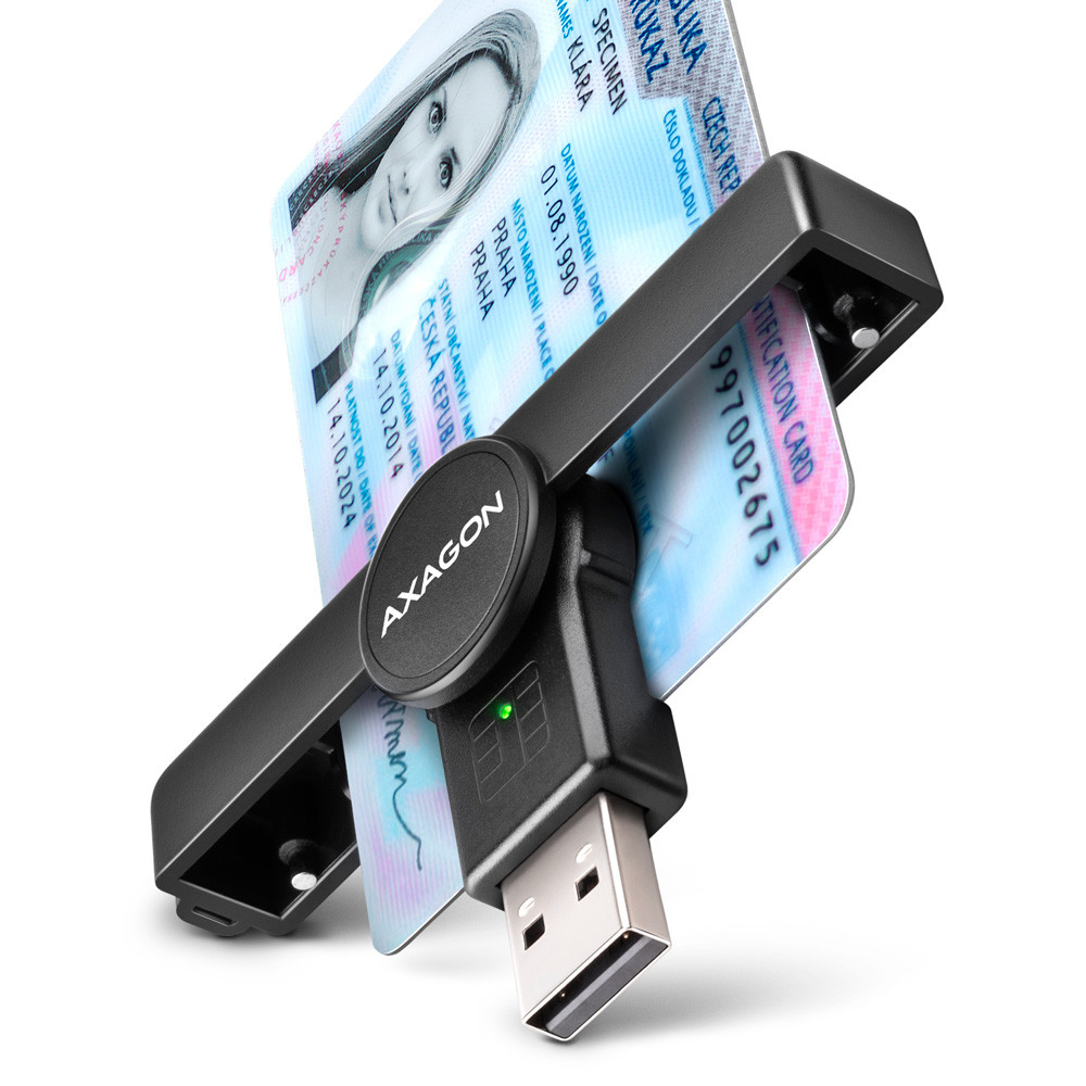 AXAGON Foldable pocket USB-A contact Smart/ID card reader | CRE-SMPA