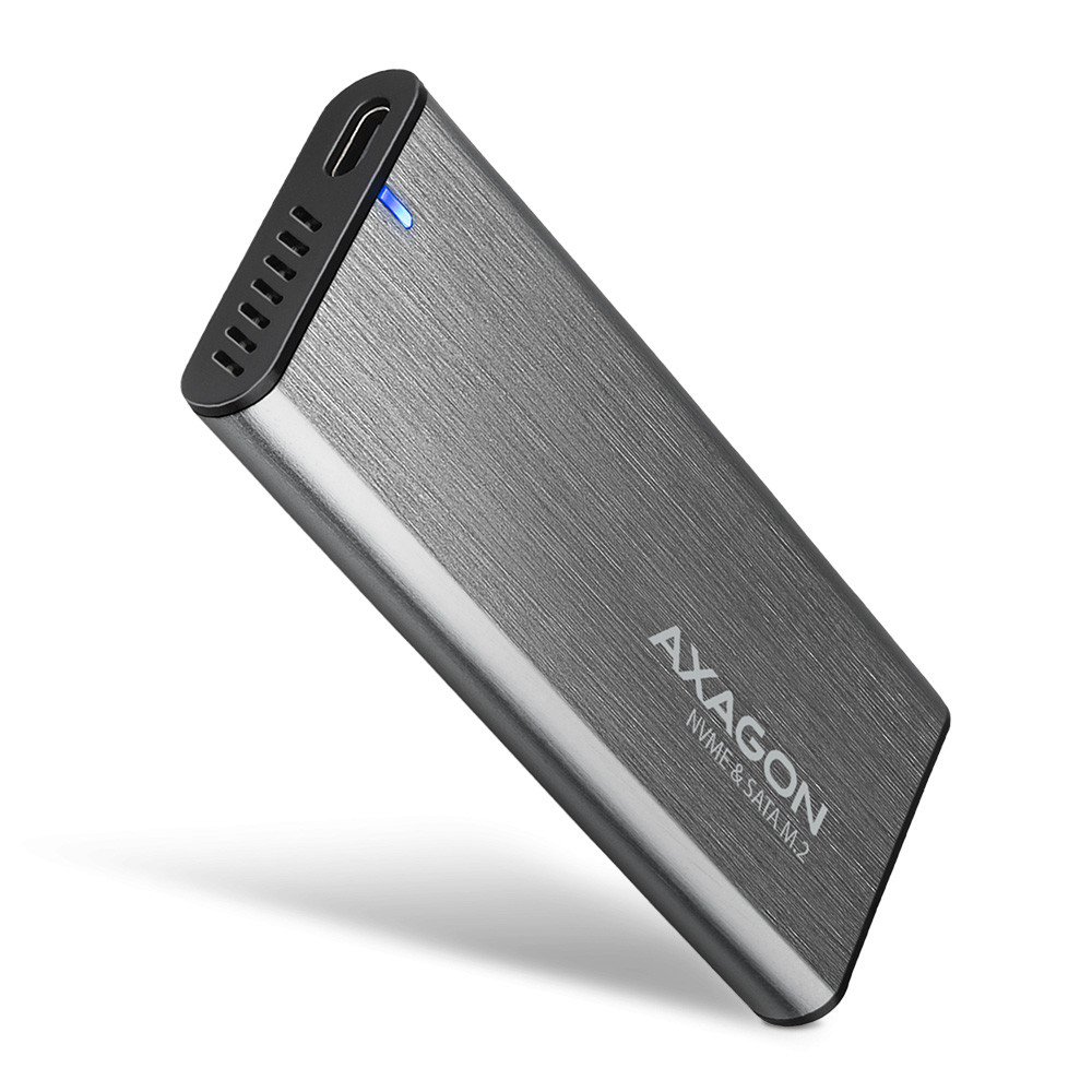 AXAGON External USB-C 3.2 Gen 2 metal box for M.2 NVMe & SATA SSD disks