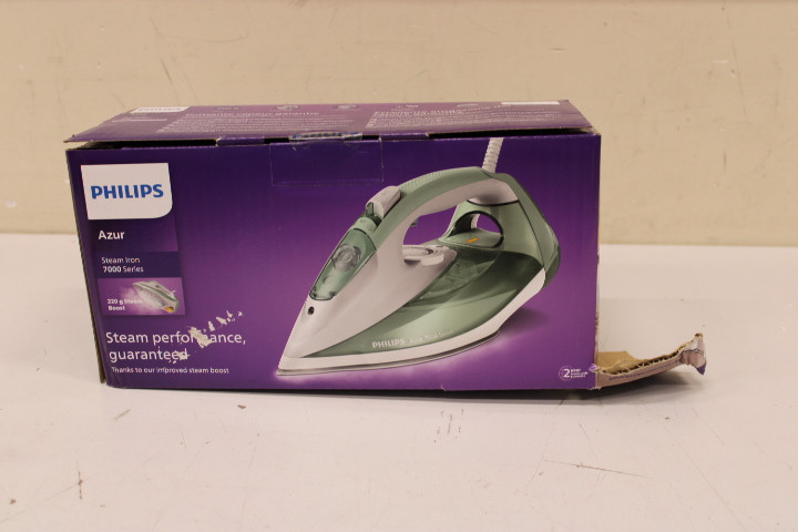 SALE OUT. Philips DST7012/70 HV Steam Iron, Desert Green/Gray | Philips | DST7012/70 HV | Steam Iron | 2600 W | Water tank capacity 300 ml | Continuous steam 45 g/min | Steam boost performance 220 g/min | Desert Green/Gray | DAMAGED PACKAGING, SCRATCHES ON BACK