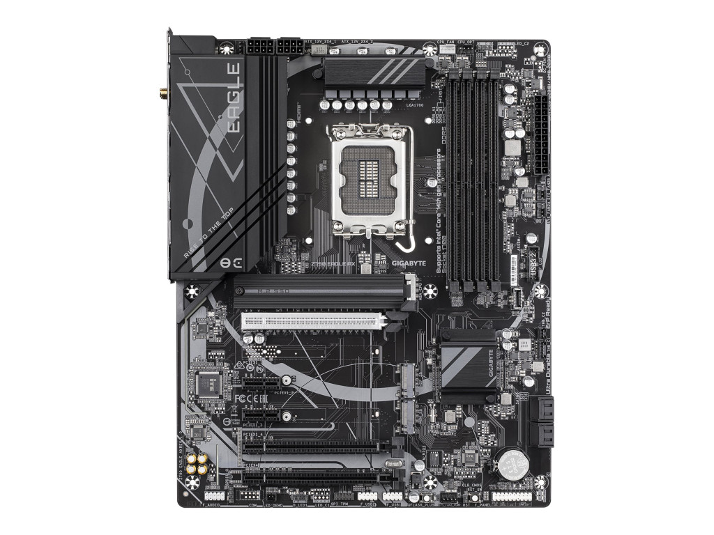 Gigabyte Z790 EAGLE AX | Processor family Intel | Processor socket LGA1700 | DDR5 DIMM | Supported hard disk drive interfaces SATA, M.2 | Number of SATA connectors 4