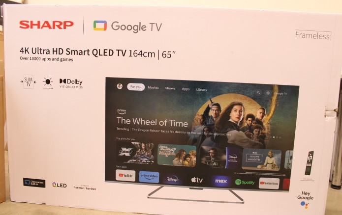 SALE OUT. Sharp 65GP7265E 65" (164cm) 4K Ultra HD QLED Smart Google Frameless TV, Dolby Vision, Dolby Atmos, Harman/Kardon | Sharp | 65GP7265E | 65 | Smart TV | Google TV | UHD | DAMAGED PACKAGING