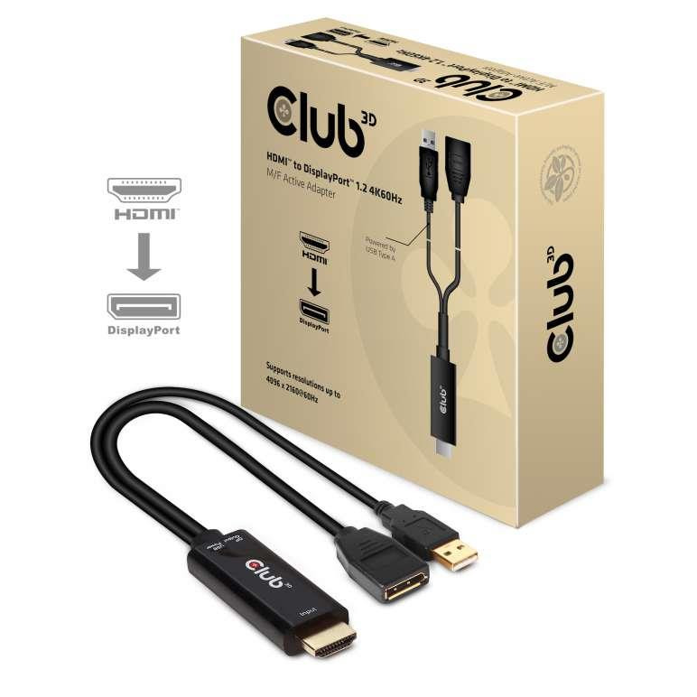 CLUB3D HDMI 2.0 TO DISPLAYPORT 1.2 4K60HZ HDR M/F ACTIVE ADAPTER Must