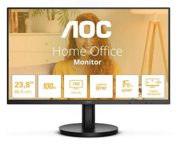 AOC 24B3HMA2 PC lamekuvar 60,5 cm (23.8") 1920 x 1080 pikslit Full HD LED Must