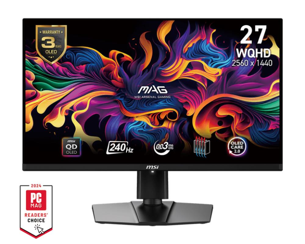 Monitor|MSI|26.5"|Gaming|Panel QD-OLED|2560x1440|16:9|240Hz|Matte|0.03 ms|Swivel|Pivot|Height adjustable|Tilt|Colour Black|MAG271QPXQD-OLEDE2