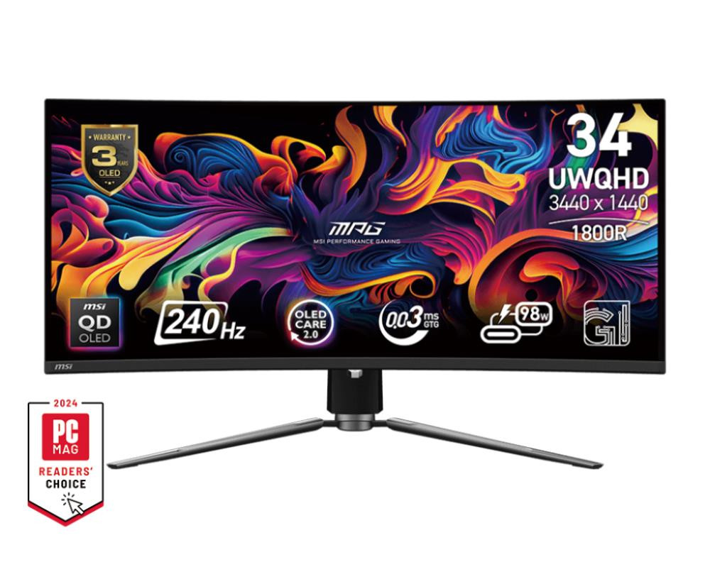 MSI MPG 341CQPX QD-OLED PC lamekuvar 86,4 cm (34") 3440 x 1440 pikslit UltraWide Quad HD Must