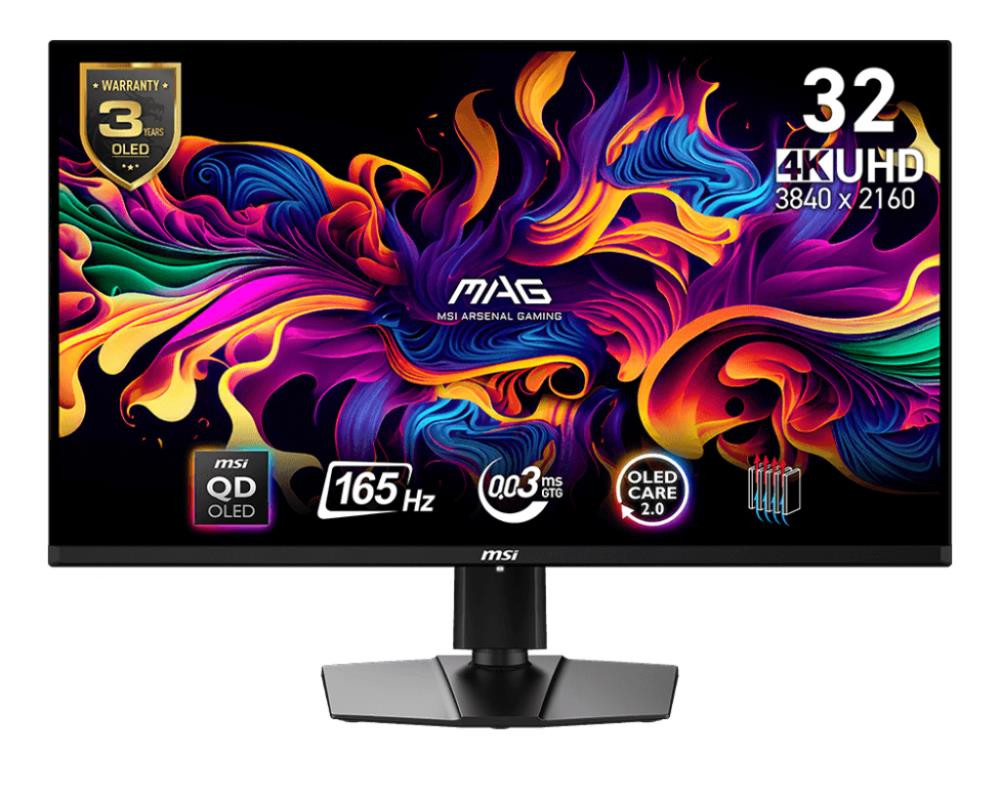 MSI MAG 321UP QD-OLED PC lamekuvar 80 cm (31.5") 3840 x 2160 pikslit 4K Ultra HD Must