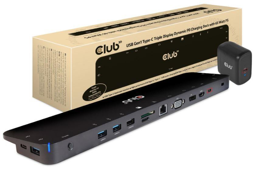 CLUB3D CSV-1564W65 sülearvuti dokk ja pordireplikaator Dokkimine USB 3.2 Gen 1 (3.1 Gen 1) Type-C Must