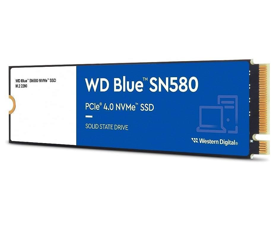 SSD|WESTERN DIGITAL|Blue SN580|500GB|M.2|PCIe Gen4|NVMe|TLC|Write speed 3600 MBytes/sec|Read speed 4000 MBytes/sec|2.38mm|TBW 300 TB|MTBF 1500000 hours|WDS500G3B0E