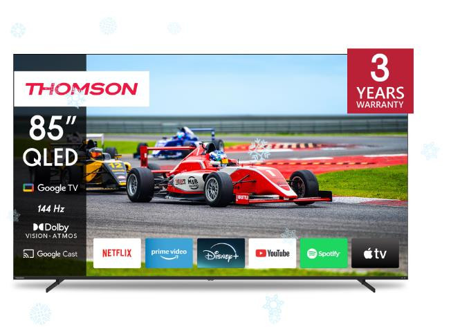 TV Set|THOMSON|85"|4K/Smart|QLED|3840x2160|Wireless LAN|Bluetooth|Google TV|Black|85QG7S14