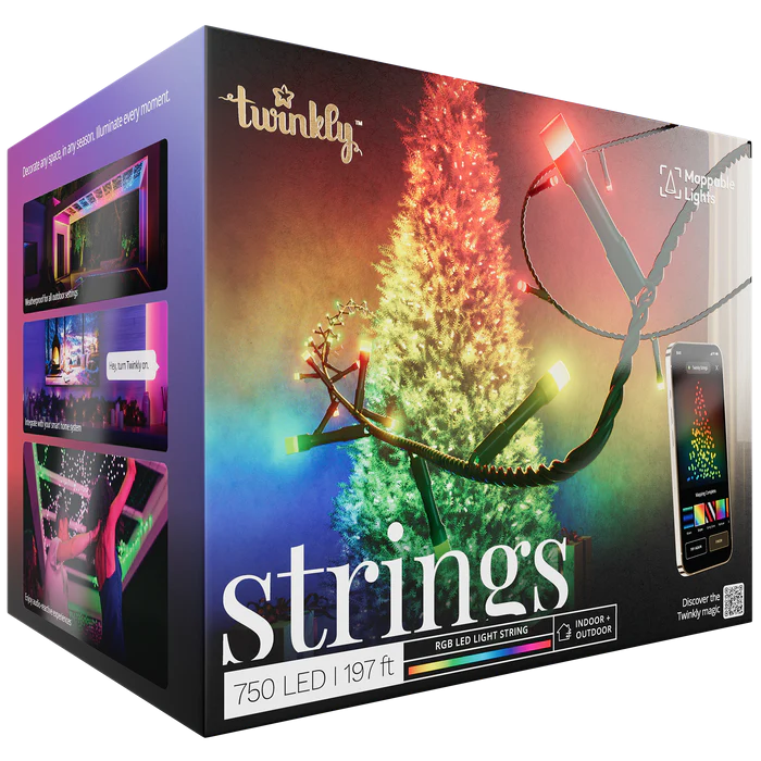 Twinkly Strings Smart LED 750 RGB, 60m, Black wire|Multicolor