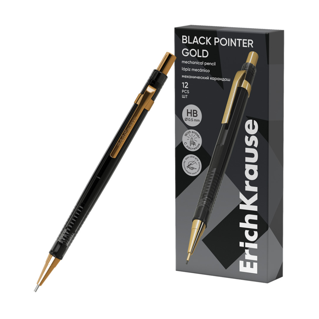 Mehaaniline harilik pliiats 0,5mm ERICH KRAUSE Black Pointer Gold