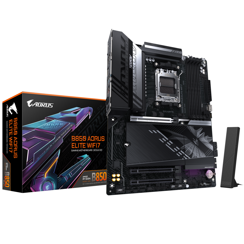 Gigabyte B850 A ELITE WF7 | Processor family AMD | Processor socket AM5 | DDR5 | Supported hard disk drive interfaces SATA, M.2 | Number of SATA connectors 4