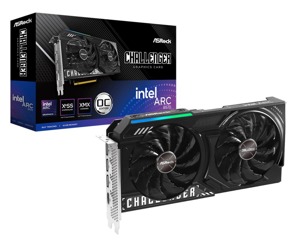 Graphics Card|ASROCK|Intel Arc B570|10 GB|GDDR6|160 bit|PCIE 4.0 8x|GPU 2610 MHz|Dual Slot Fansink|1xHDMI|3xDisplayPort|B570CL10GO