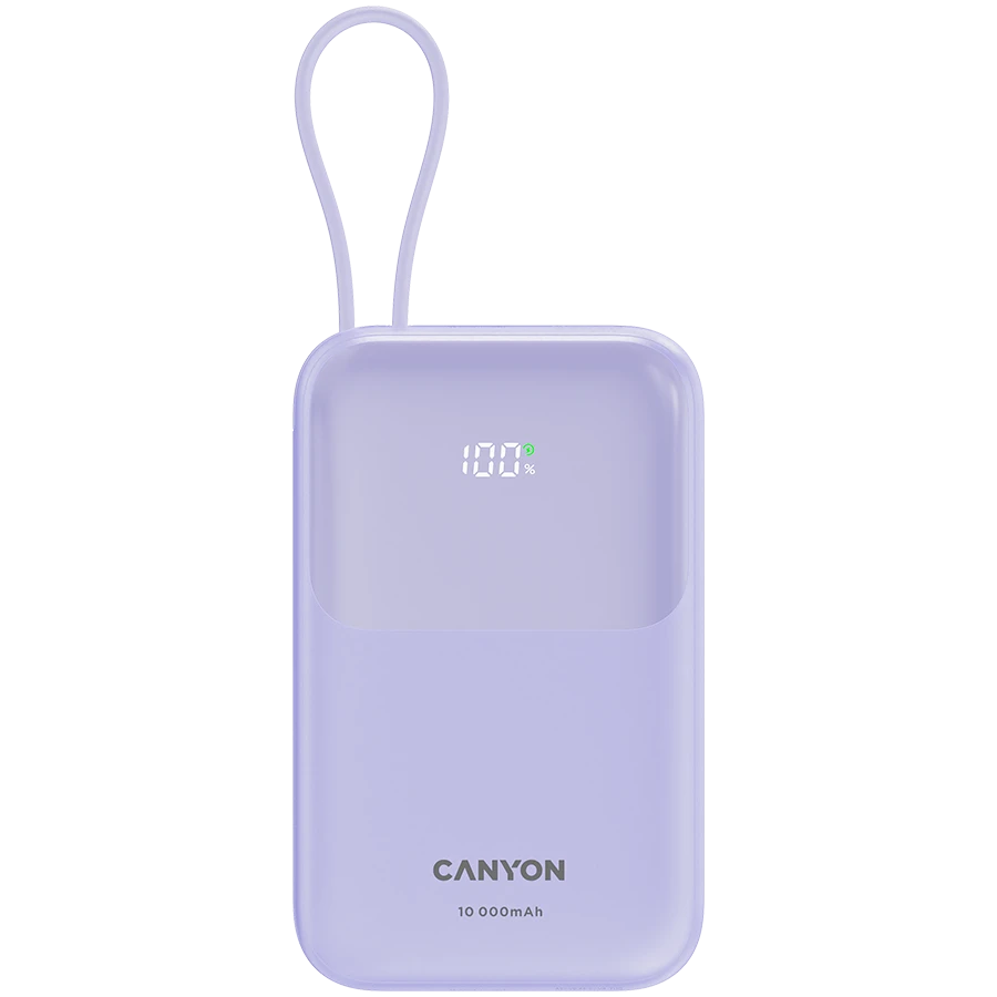 CANYON power bank OnPower 101 built-in cable 10000 mAh PD22.5W Purple