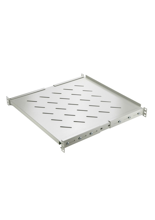 SOMI Networks | Depth Adjustable Telescopic Shelf for Cabinet Depths 600, 800 | 1U-45-G-Slide | Gray | 1U fixed on four 19” mounting profiles; Max load 50kg | Depth: 45 cm