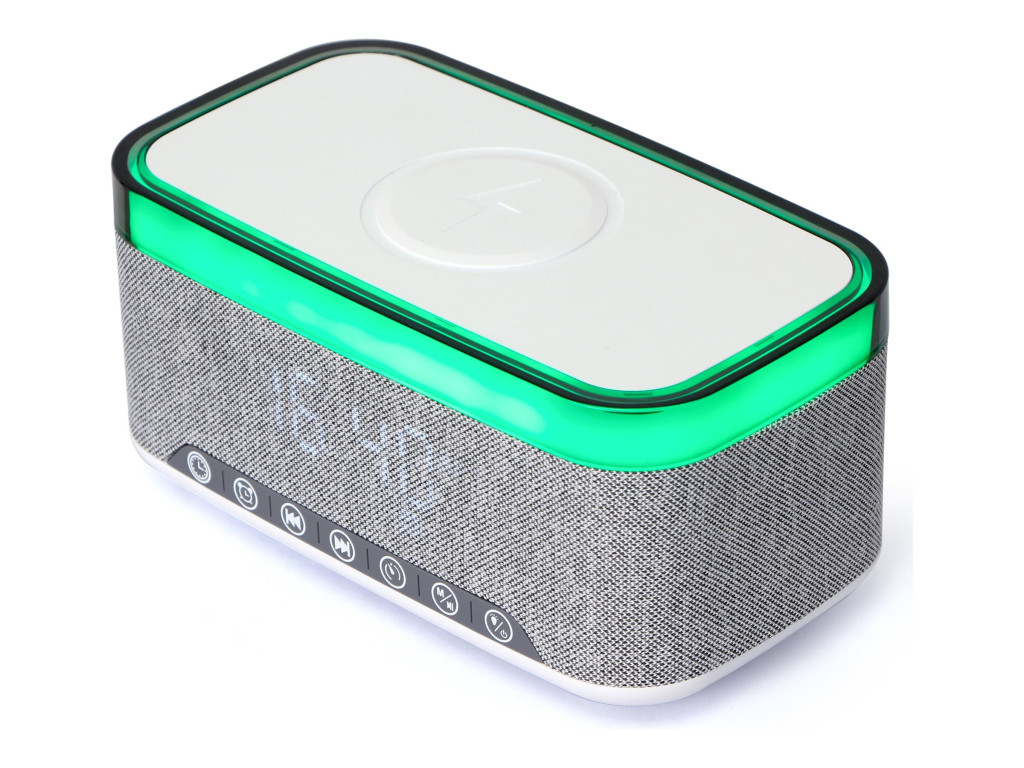 Gembird Digital Alarm Clock with Speaker and Charging Function | DAC-SPKBT-QC15-GR | Bluetooth | Wireless connection