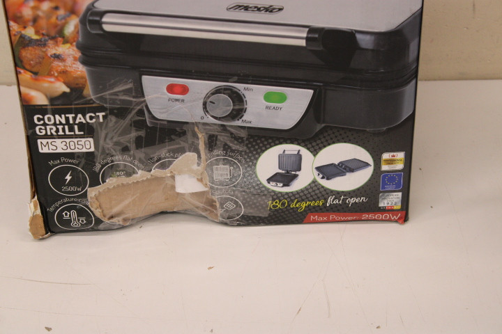 SALE OUT. Mesko MS 3050 Grill, Contact, Power 1800 W, Black/Stainless steel | Mesko | Grill | MS 3050 | Contact grill | 1800 W | Black/Stainless steel | DAMAGED PACKAGING, MISSING SPATULA