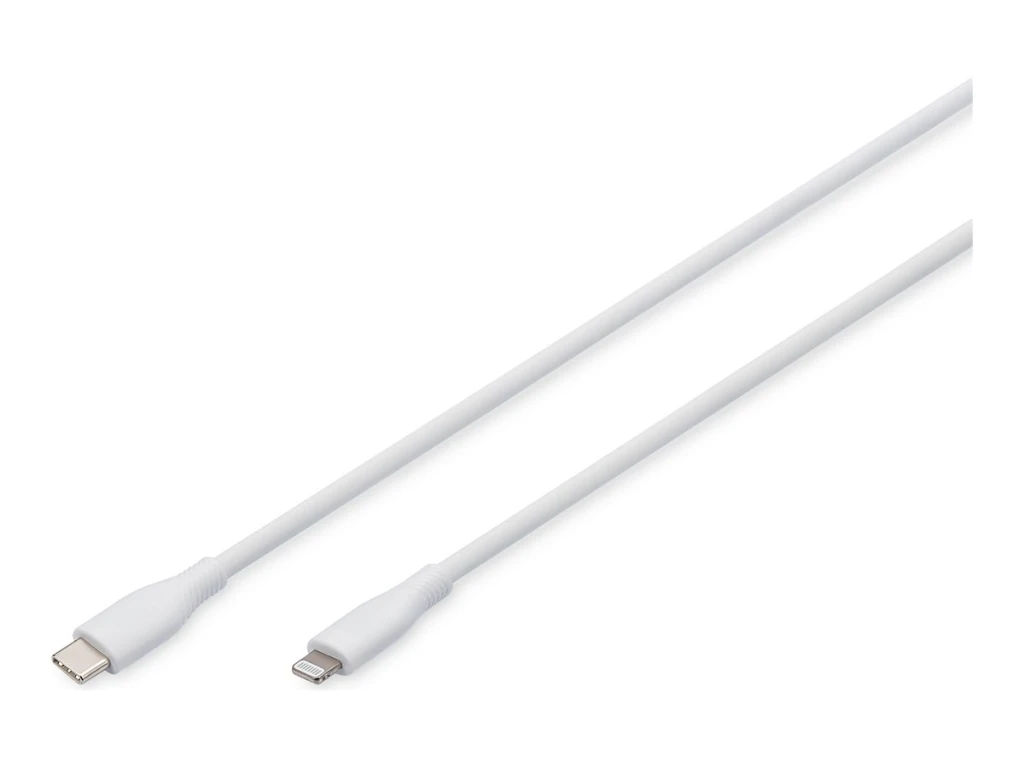 Digitus Lightning silicone connection cable, USB-C - Lightning, 1m | AK-600110-010-W