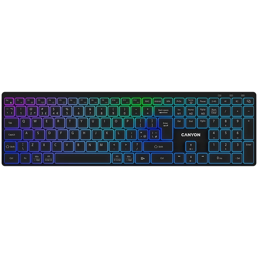 CANYON keyboard HKB-W11 UK/US RGB Dual Mode Wireless Black