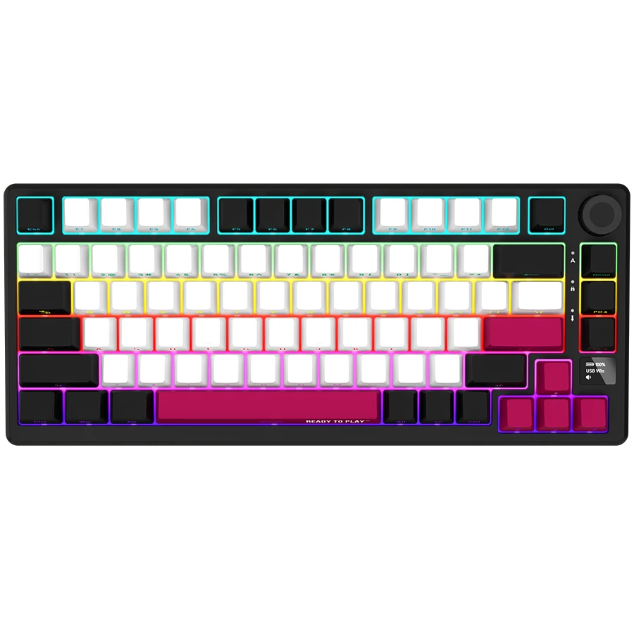 LORGAR KBP7075W, Wireless 75% Mechanical Gaming Keyboard Pro, Black/red, EN layout