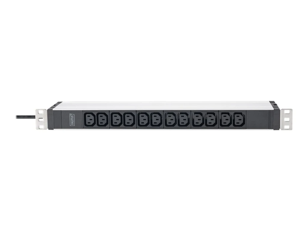 DIGITUS Socket strip with aluminum profile, 12-way, 2 m cable safety plug