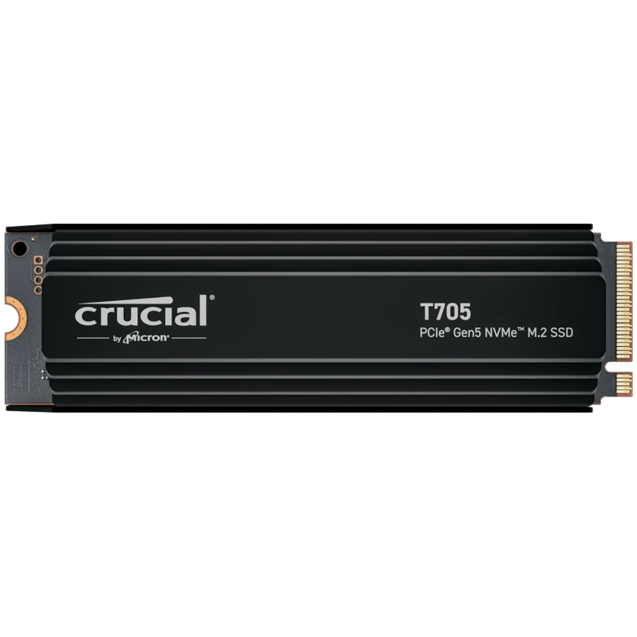Crucial T705 2TB PCIe Gen5 NVMe M.2 SSD with heatsink