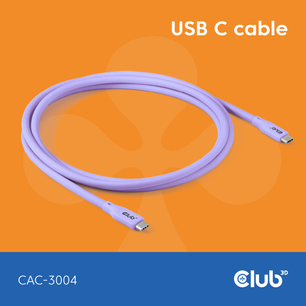 CLUB 3D USB4 type-C cable 4K60Hz 2m Prpl