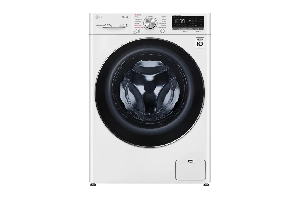 LG Washing machine with dryer | F2DV5S8S2E | Energy efficiency class C/E | Front loading | Washing capacity 8.5 kg | 1200 RPM | Depth 48 cm | Width 60 cm | Display | LED | Drying system | Drying capacity 5 kg | Steam function | Direct drive | Wi-Fi | White