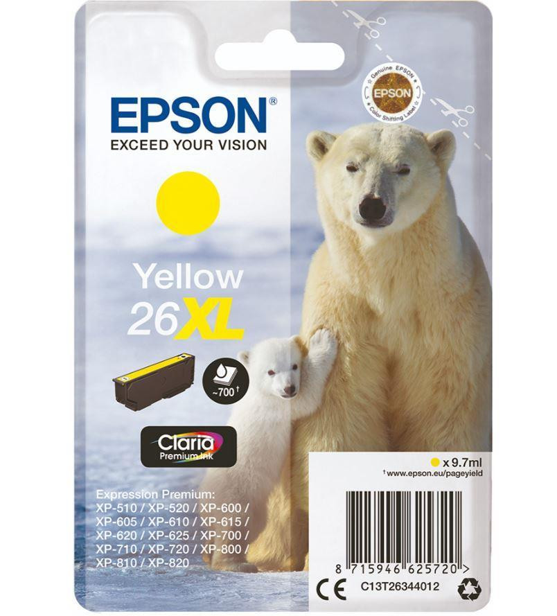 Epson Polar bear Singlepack Yellow 26XL Claria Premium Ink