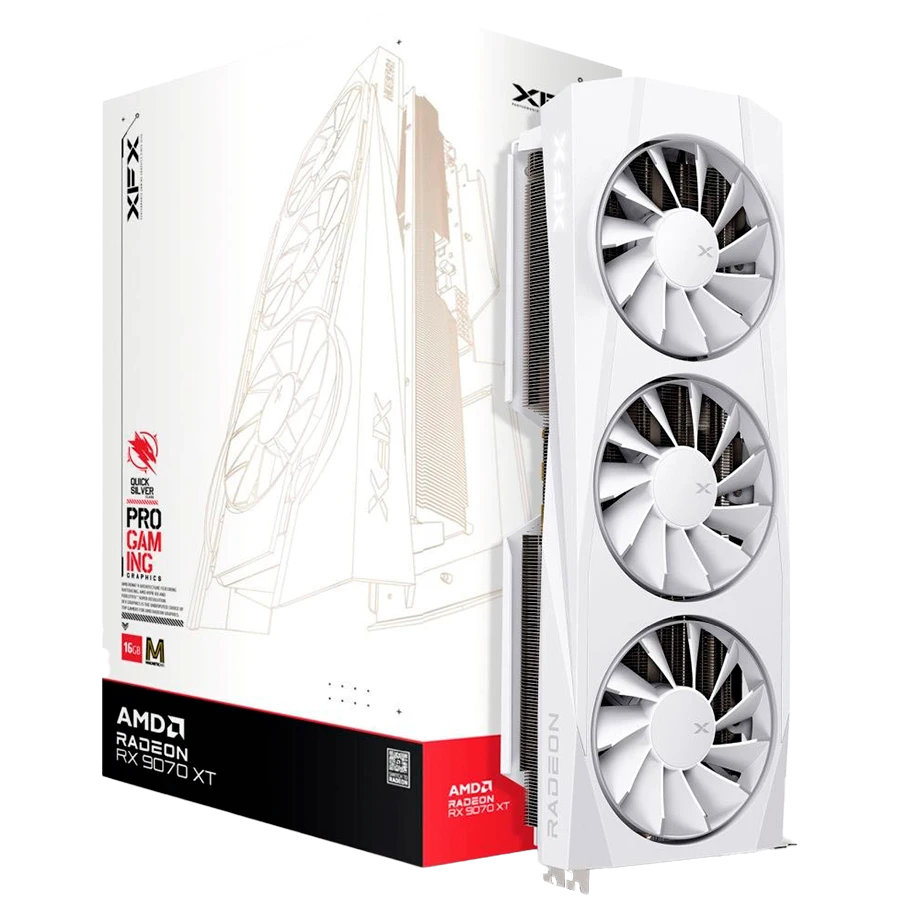 XFX Quicksilver AMD Radeon RX 9070XT White Magnetic Air Edition with 16GB GDDR6 HDMI 3xDP, AMD RDNA 4