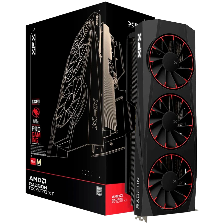 XFX Quicksilver AMD Radeon RX 9070XT Magnetic Air Edition with 16GB GDDR6 HDMI 3xDP AMD RDNA 4
