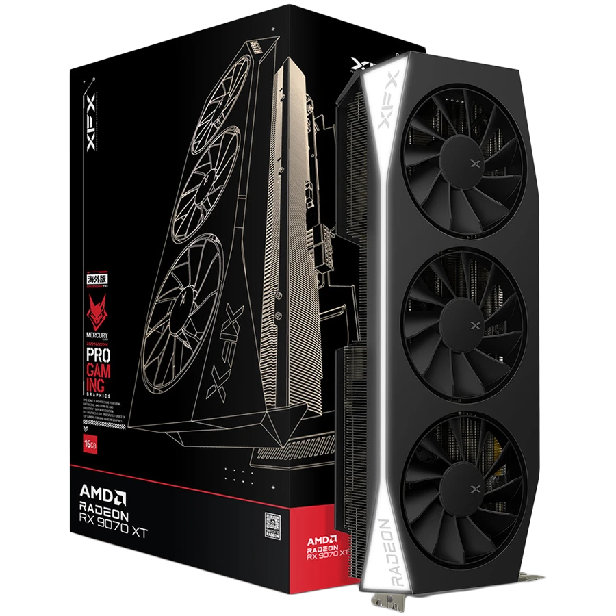 XFX Mercury AMD Radeon RX 9070XT Gaming Edition with 16GB GDDR6 HDMI 3xDP, AMD RDNA 4