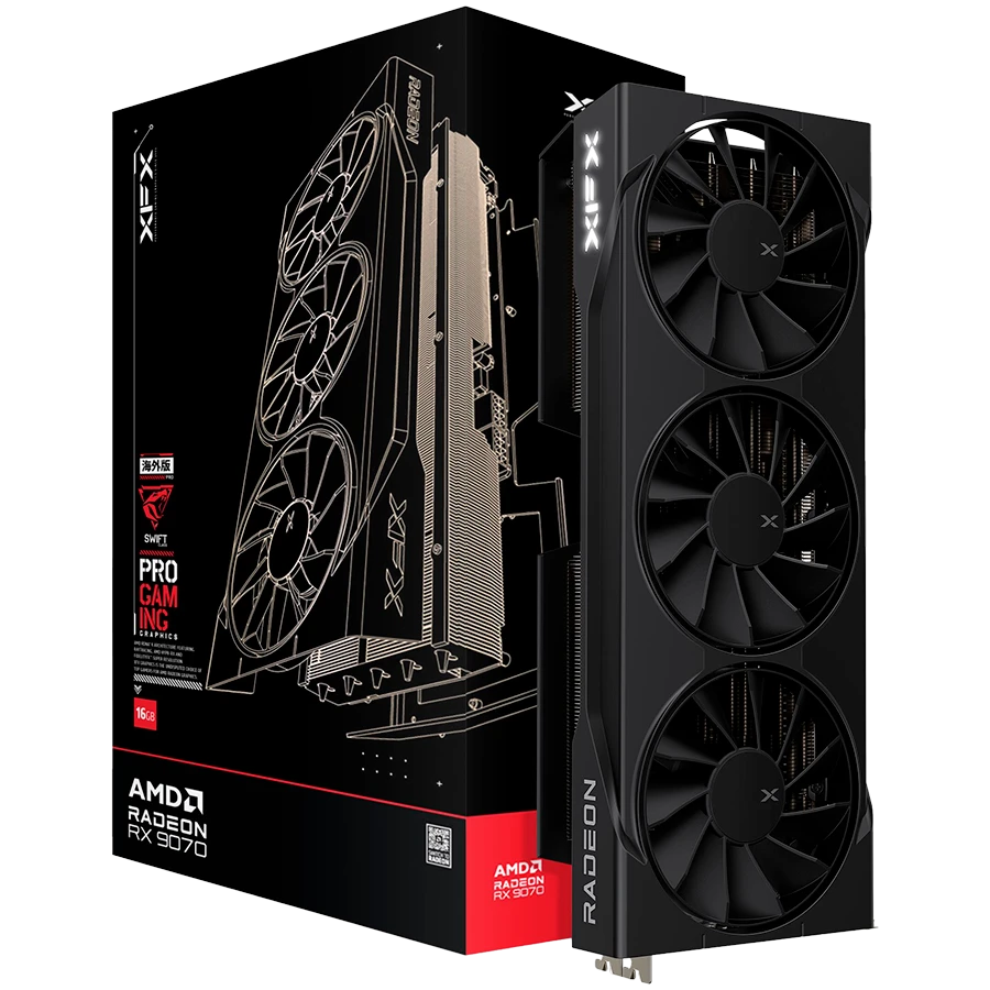 XFX Swift AMD Radeon RX 9070 OC Triple Fan Gaming Edition with 16GB GDDR6 HDMI 3xDP AMD RDNA 4
